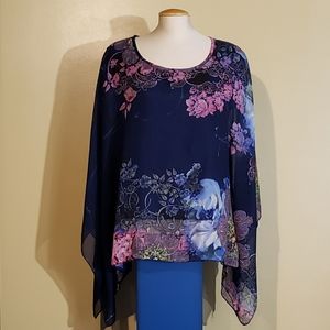 Chiffon sheer top with under layer.